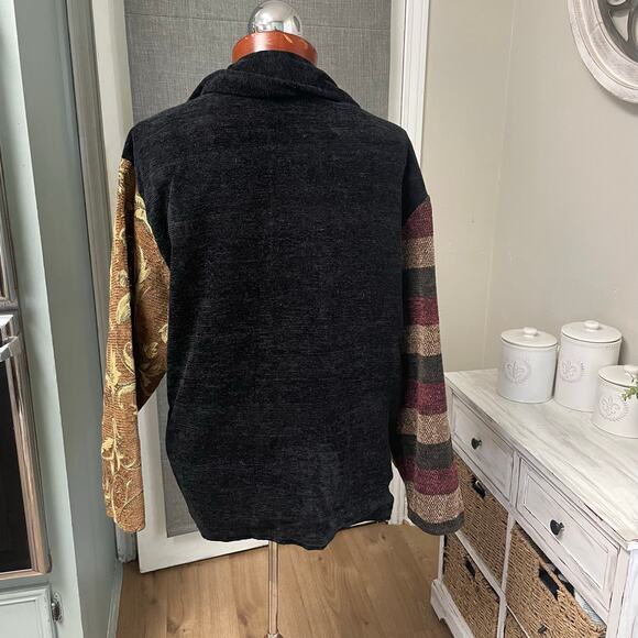 Vintage New Directions Tapestry Jacket Size Large Patchwork Dark Floral Cottage - Picture 2 of 8